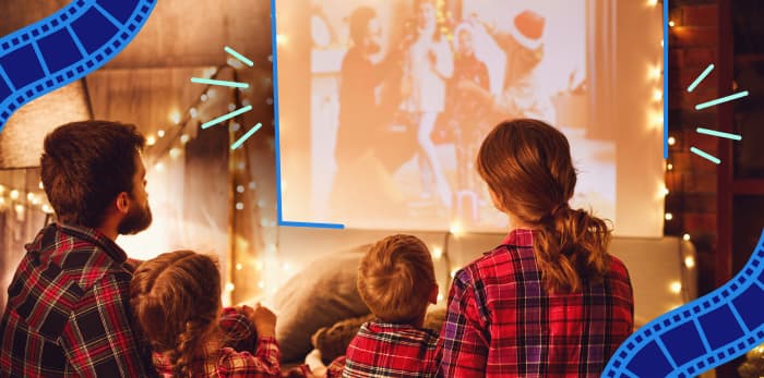 A family watching christmas movies together