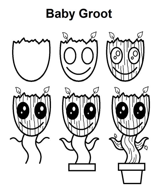 How to draw baby groot dancing art Drawing Ideas for Kids