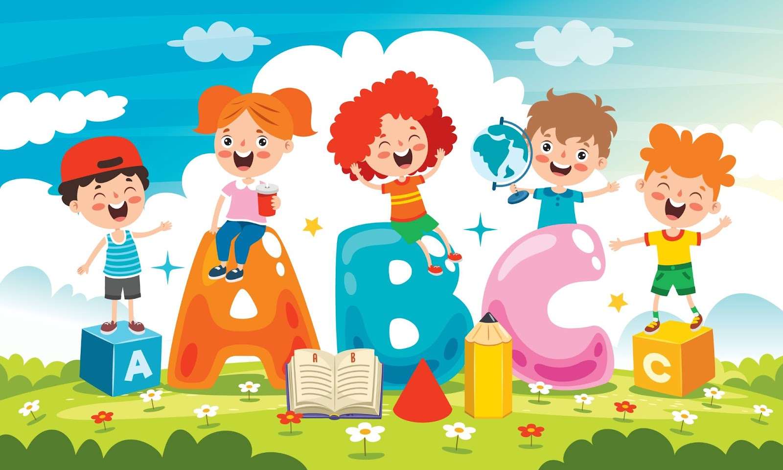 Cute cartoon Alphabet letter and Digital vector art 01 free download