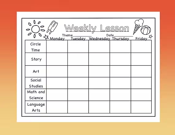 A weekly lesson plan outline