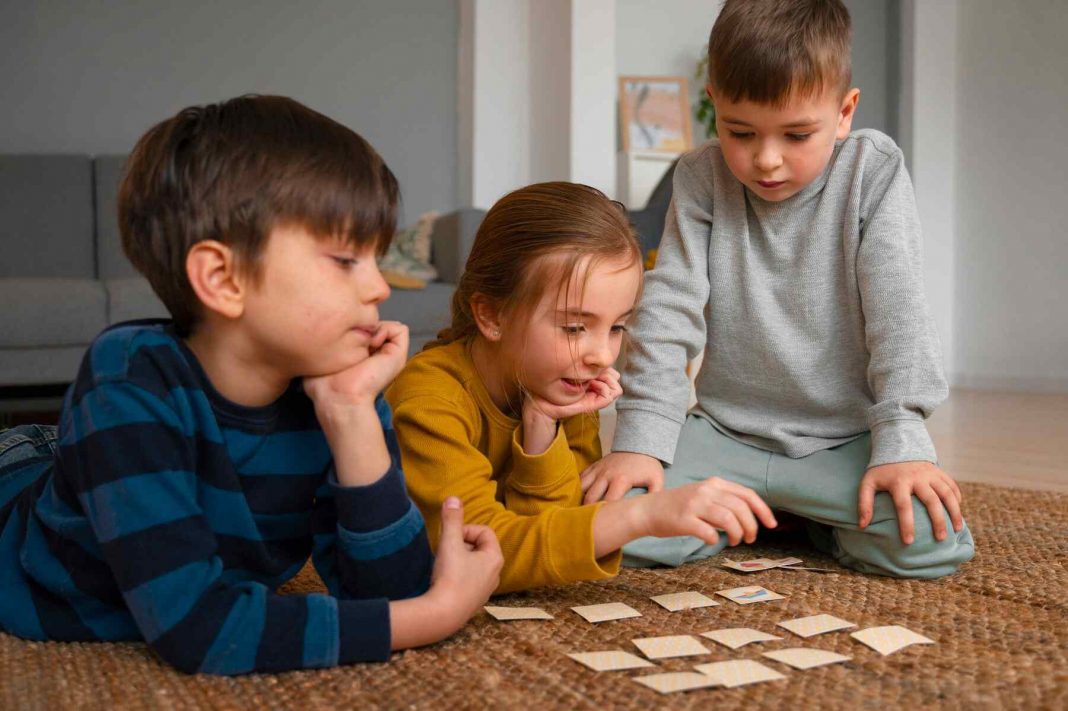 Children playing memory game