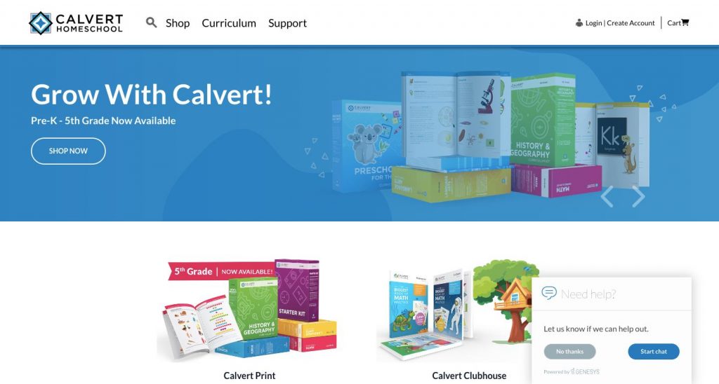 Webpage of Calvert Homeschool