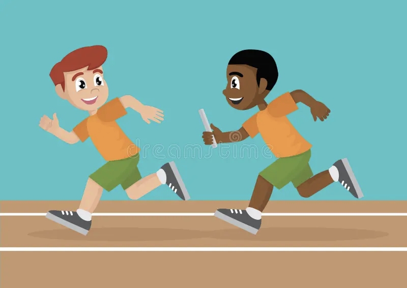 Kids running in a relay