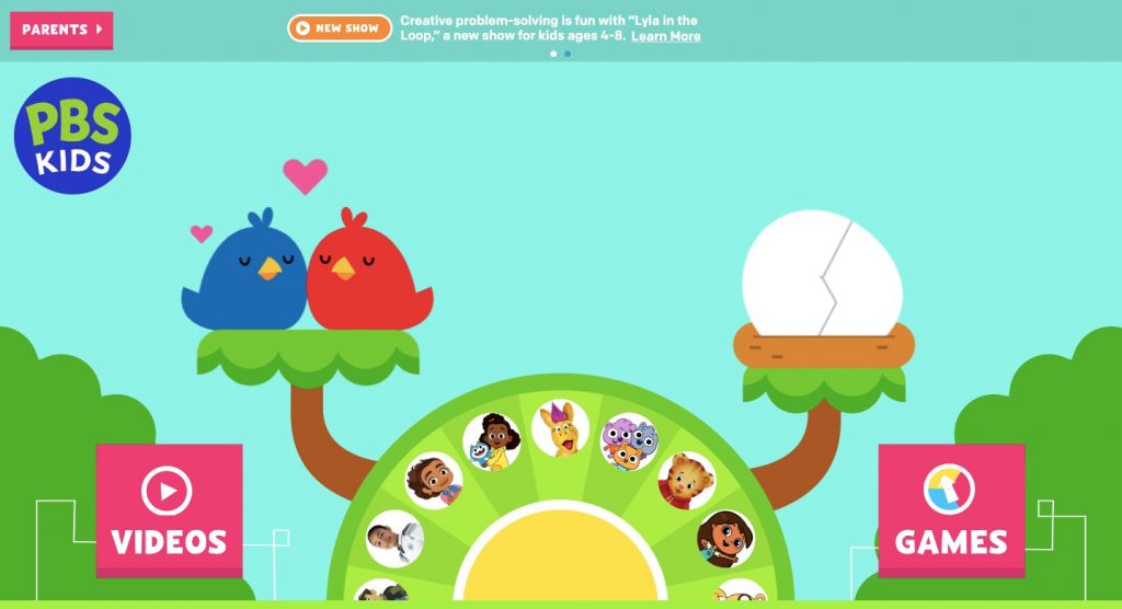 Homepage of PBS Kids