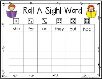 Roll a sight word worksheet