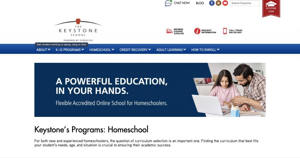 Webpage of The Keystone School