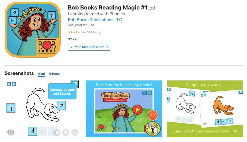 App store image of Bob Books Reading Magic