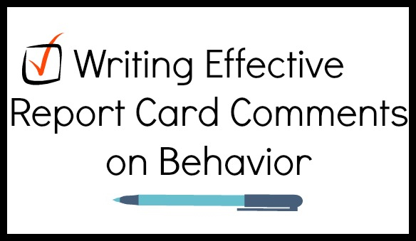 Classroom Behavior Report Card Comments