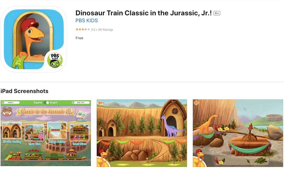 App store page of Dinosaur Train A to Z