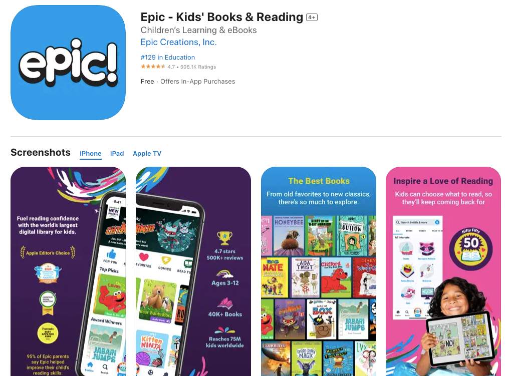 App store image of Epic