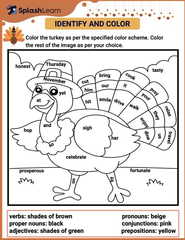 Thanksgiving theme worksheet