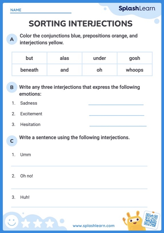 Interjection worksheet