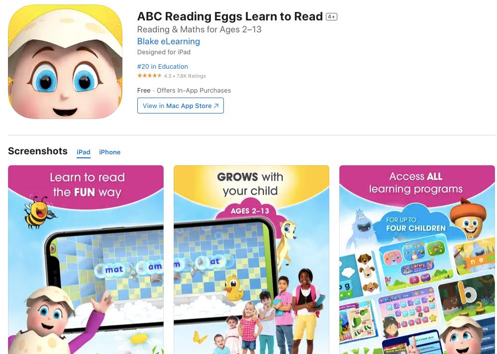 Abc reading app screenshot