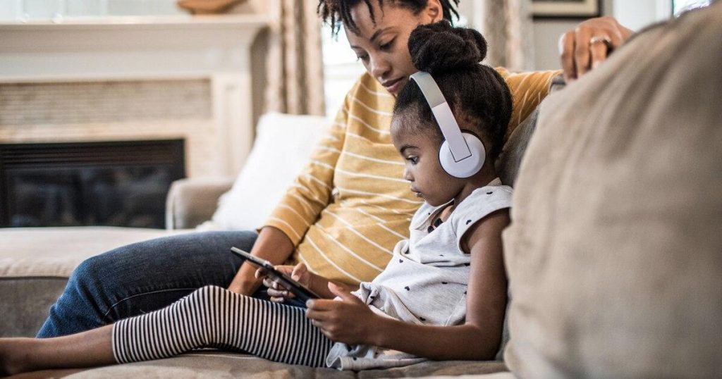 Kid using audiobook