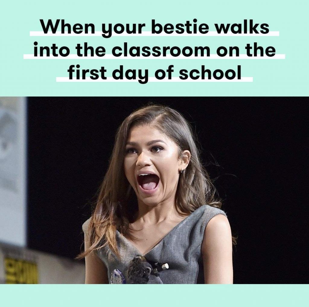 Excited student seeing best friend