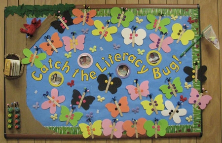 Butterfly themed bulletin board