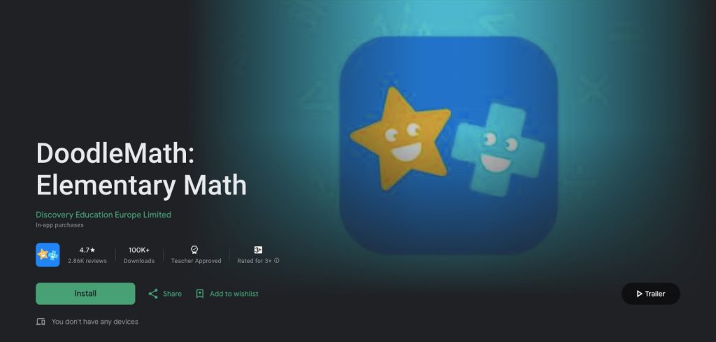 App store page of DoodleMaths