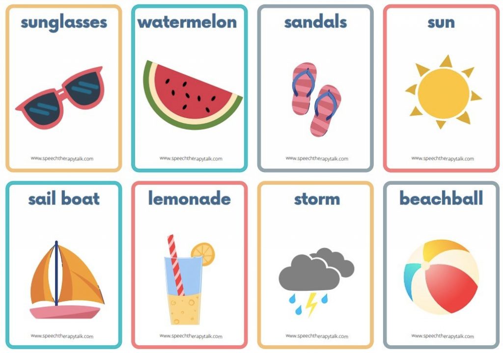 Summer words flashcard