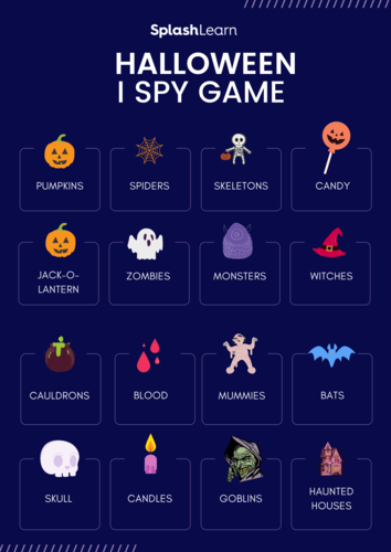 Printable Halloween I Spy Game by SplashLearn Best DIY Halloween party games for kids