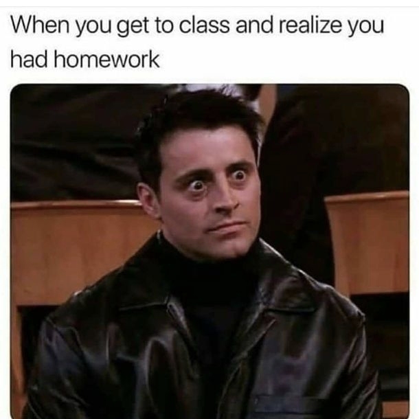 Surprised student realizing homework