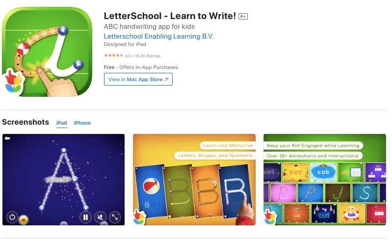 Letter school app screenshot