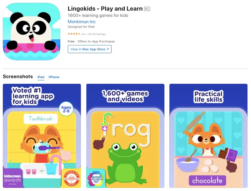 Lingo kid app screenshot