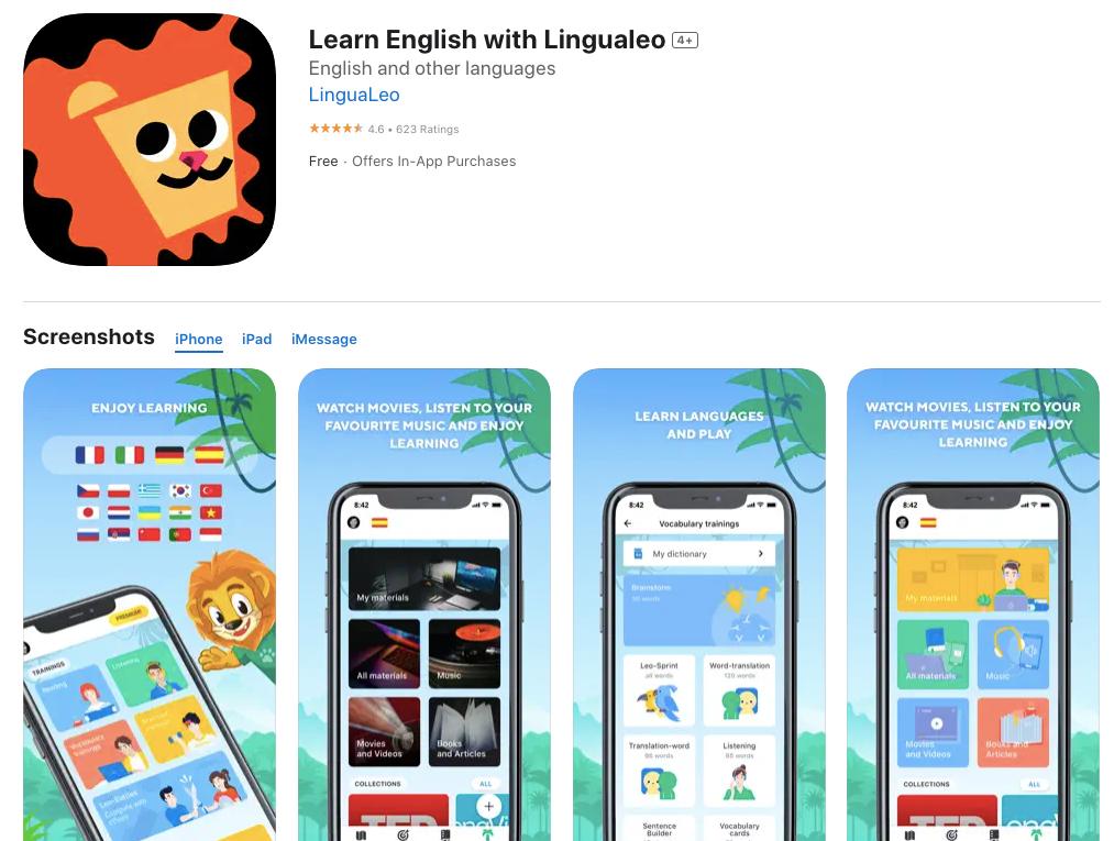 Lingualeo app screenshot
