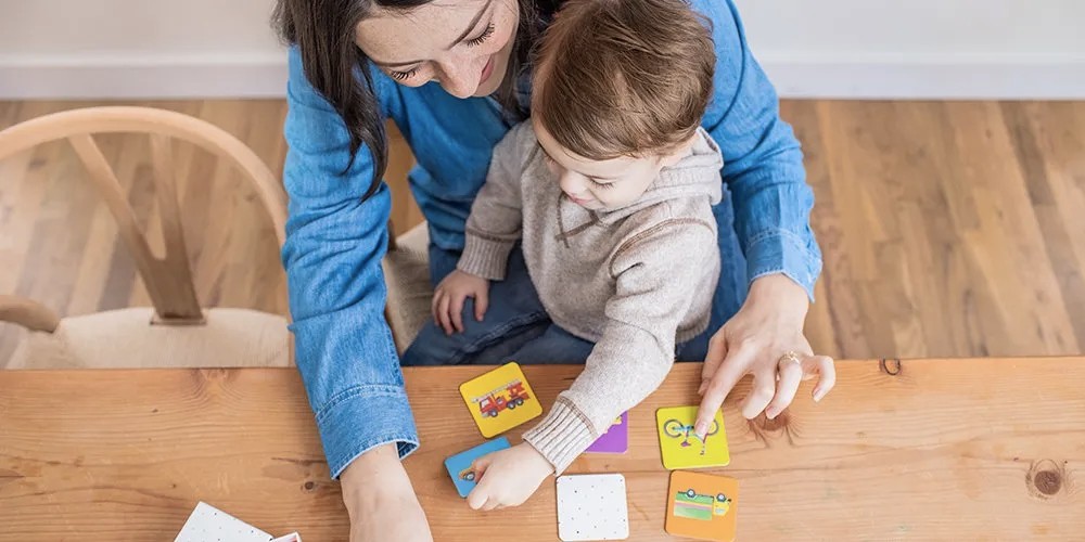 Kid playing memory game