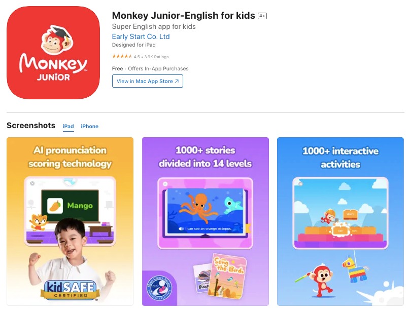 Monkey jr app screenshot