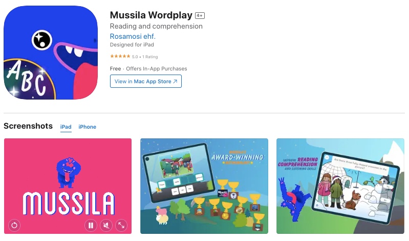 Mussila wordplay app screenshot