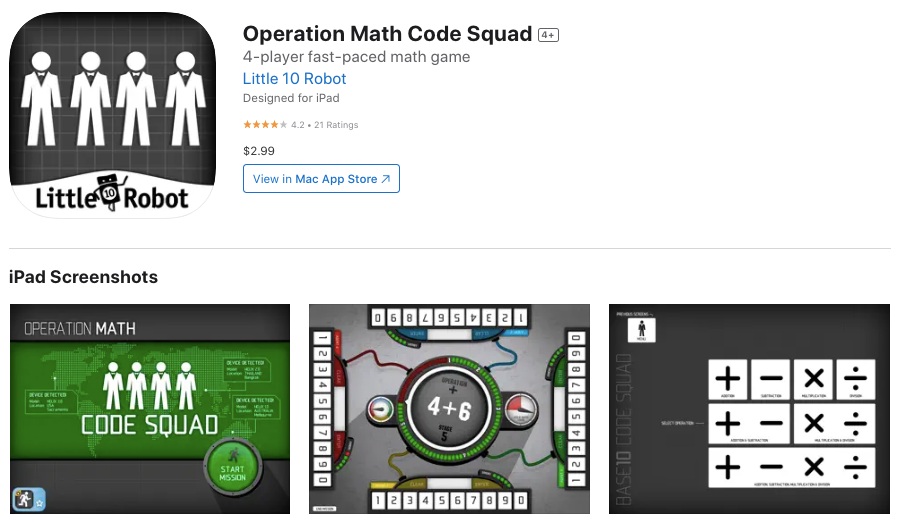App store page of Operation Math