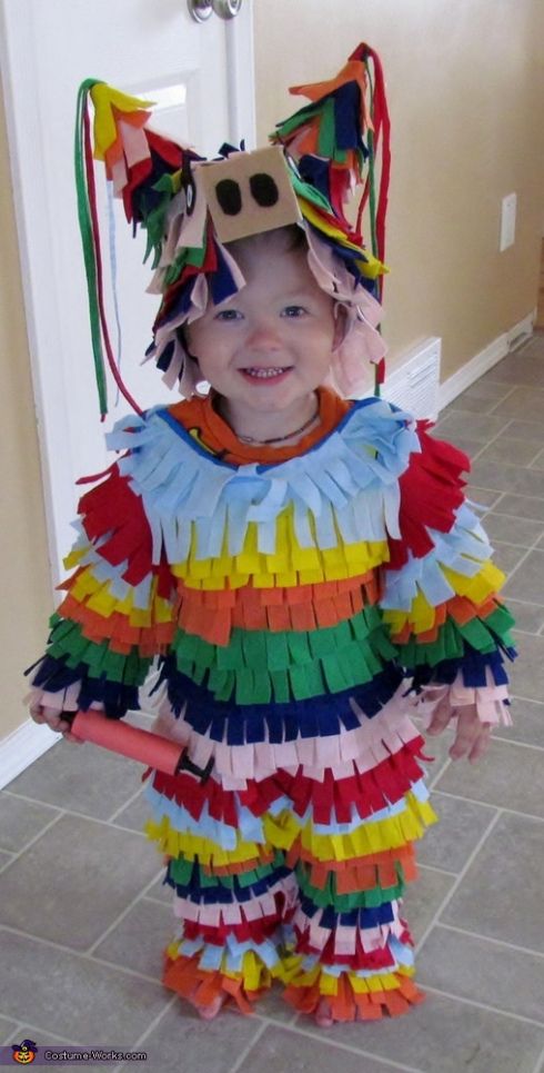 Image of a kid dressed in a piñata Halloween costume