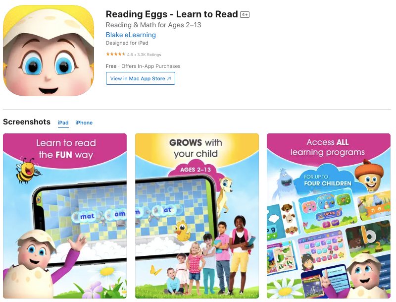 Reading eggs app screenshot