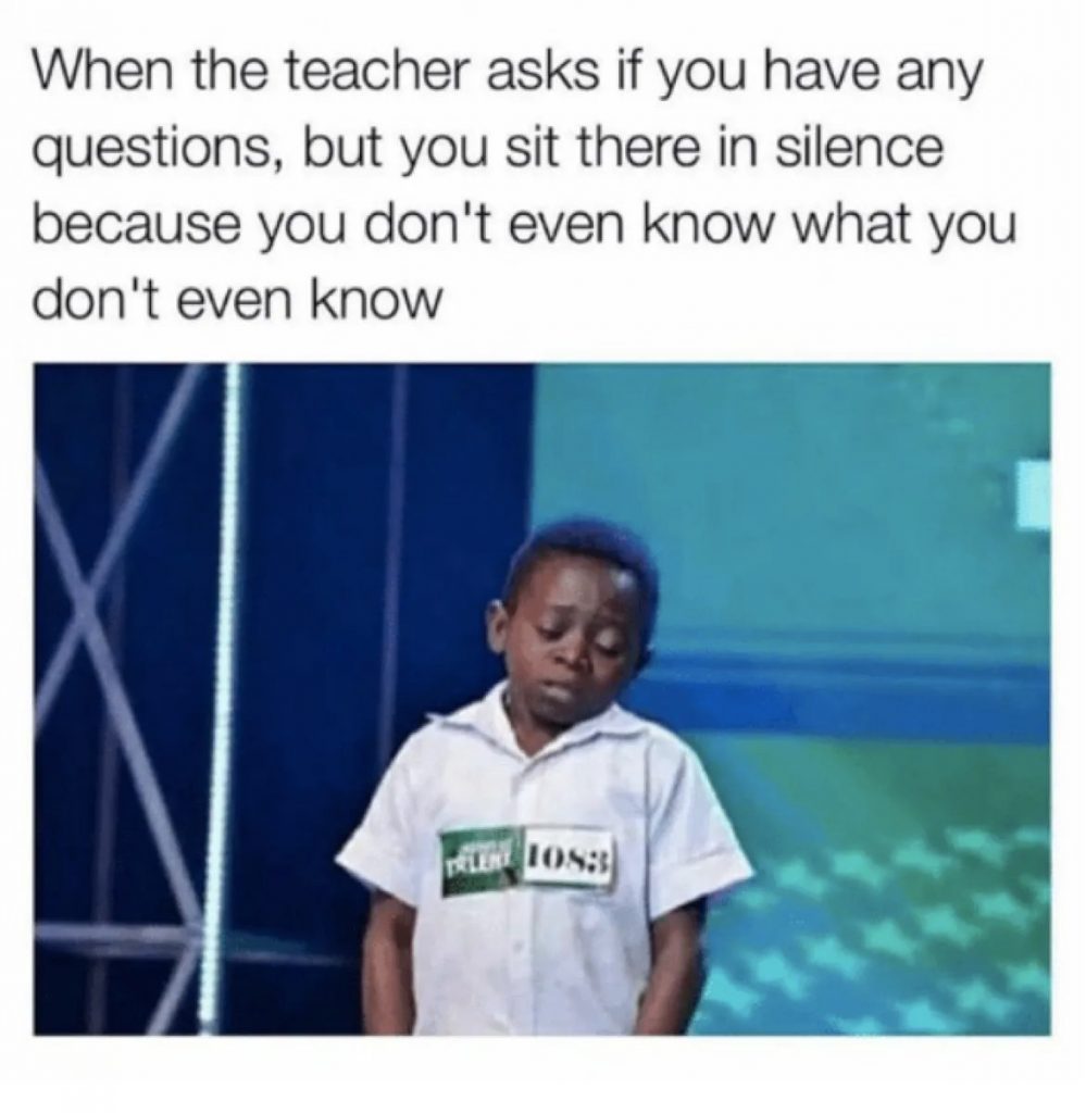 Confused student during class