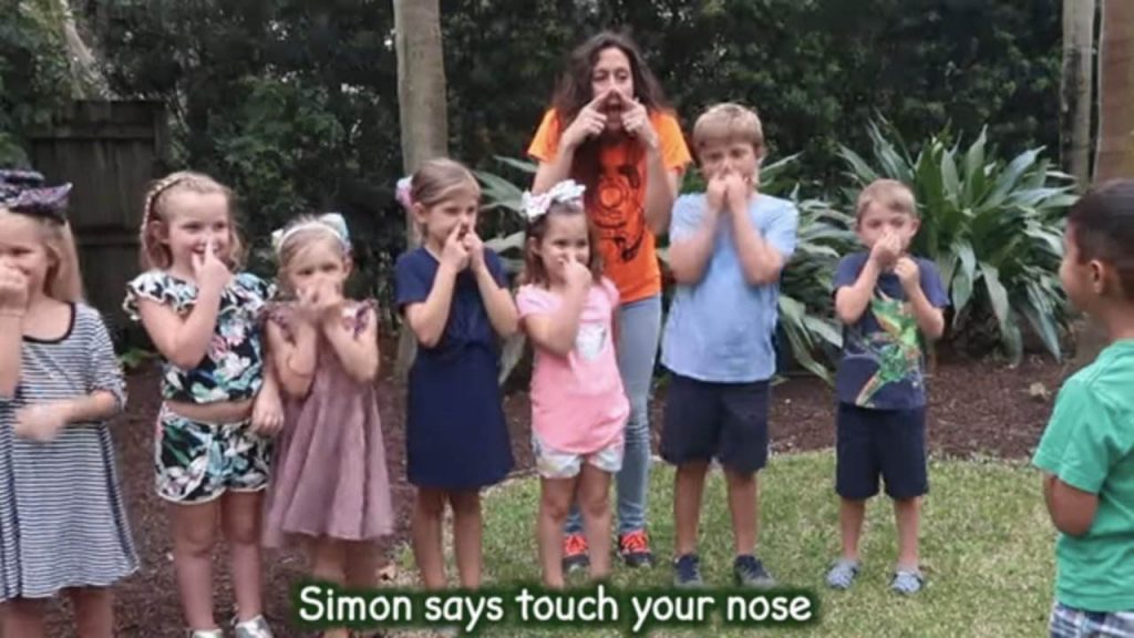 Kids playing simon says