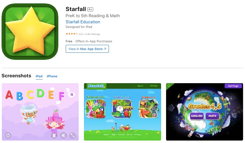 App store page of Starfall