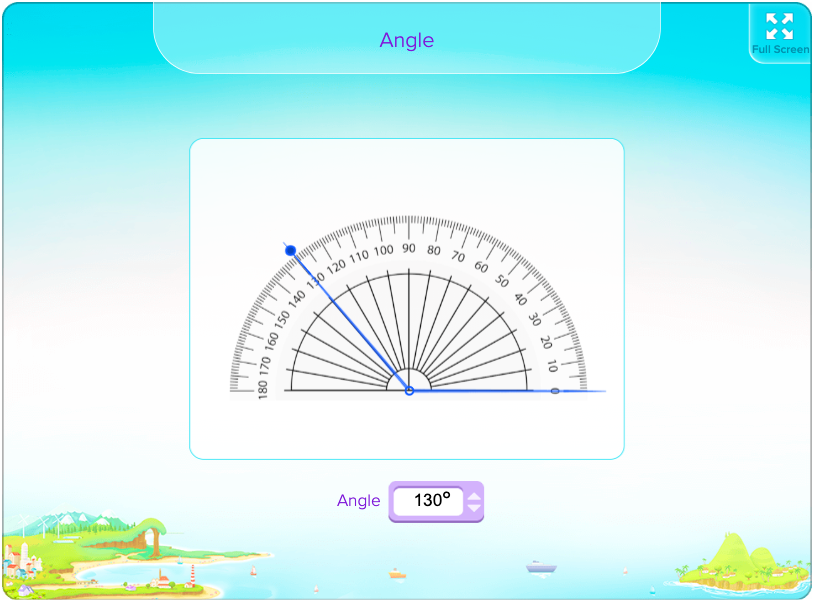 Virtual protractor teaching tool for measuring angles