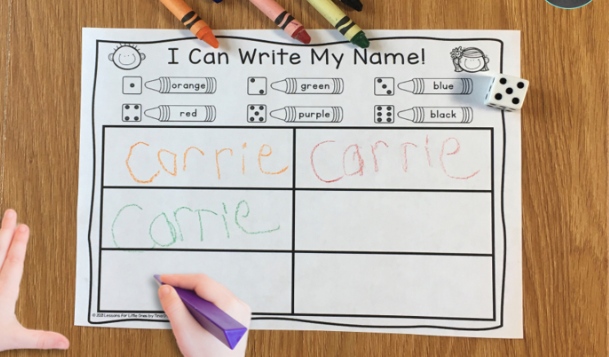 Kid writing name