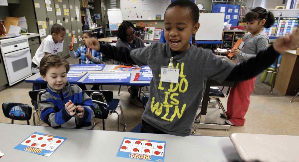 Kids playing bingo