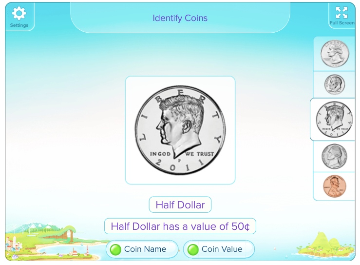 Teach coins and bills to 1st graders with a fun teaching tool