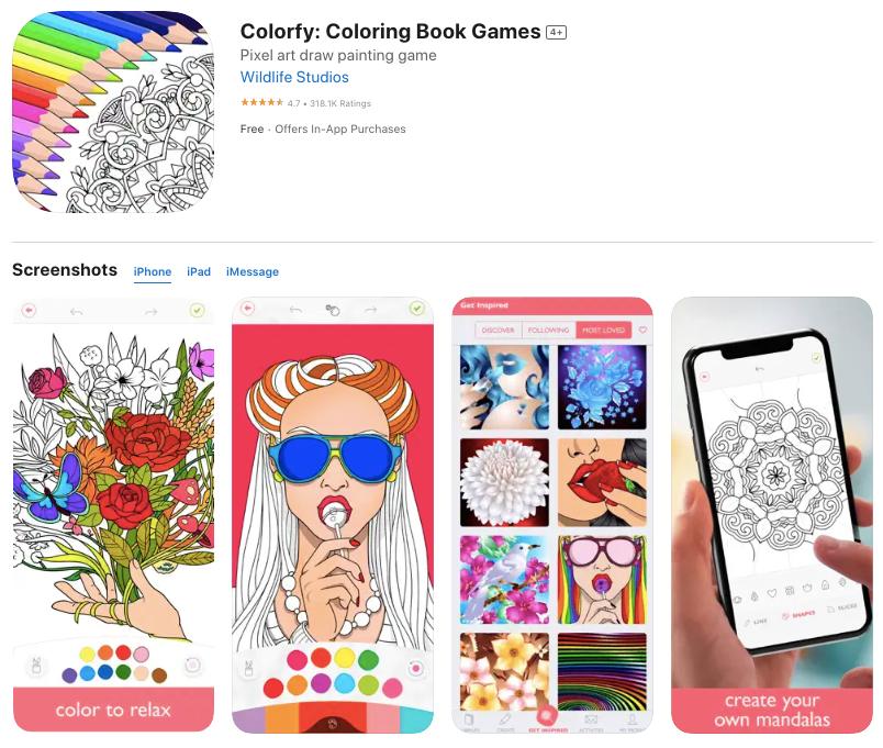 App store page of Colorfy