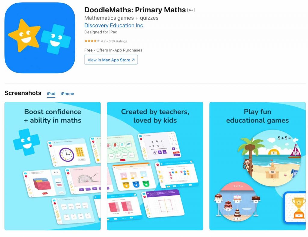 App store page of DoodleMaths