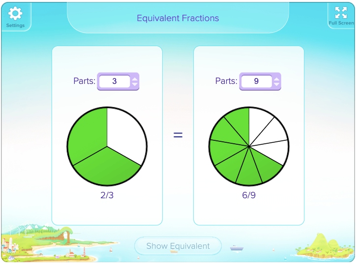 Equivalent fractions teaching tool