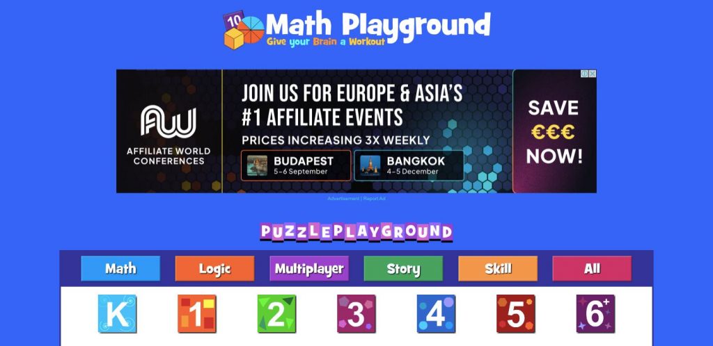 Home page of Math Playground