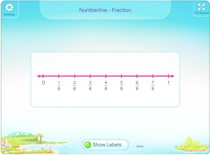 Fractions on a number line tool for 3rd grade