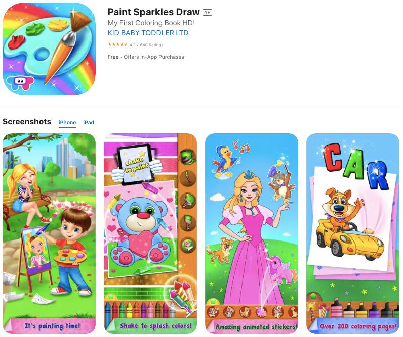 App store page of Paint Sparkles Draw