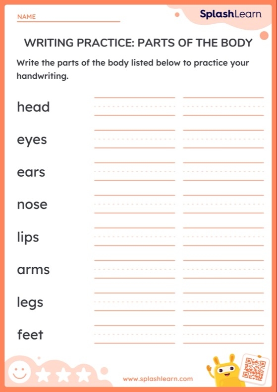 Body part worksheet