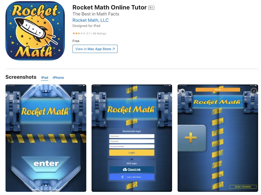 App store image of Rocket math