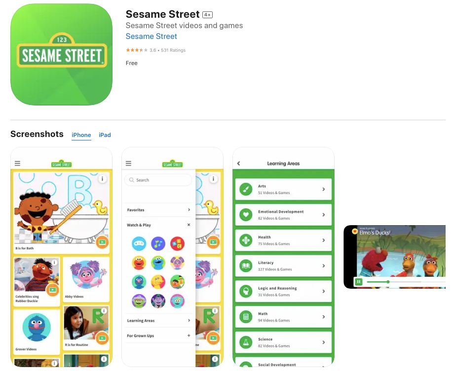 App store page of Sesame Street