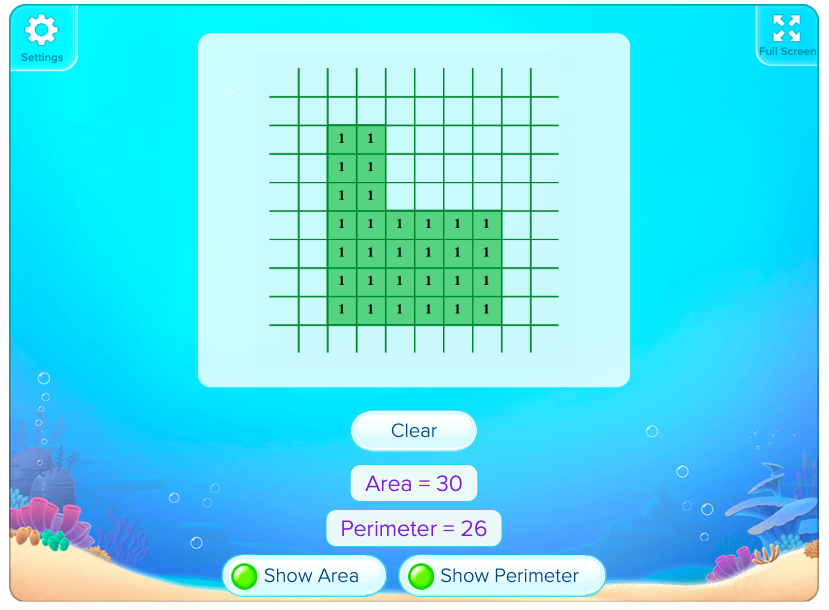 Area and perimeter teaching tool for 4th grade